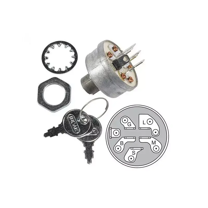 MTD CONTACTEUR A CLEF 3 POSITIONS (MARCHE, ARRET, CONTACT) 6 BROCHES METAL AVEC ECROU ET CLEFS 725-1396A Bon Marché