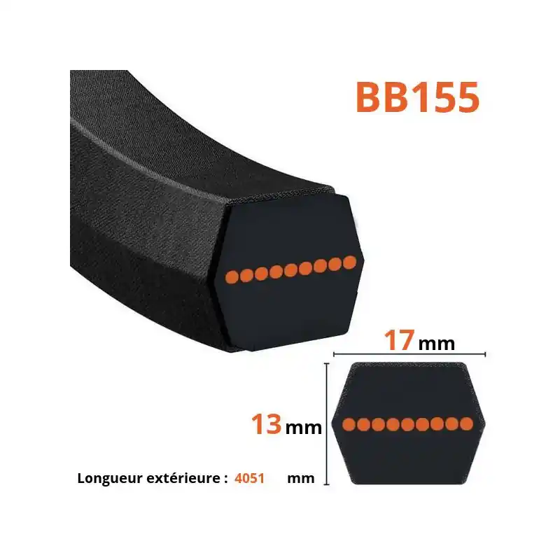 Courroie lisse hexagonale BB155 Acheter Direct