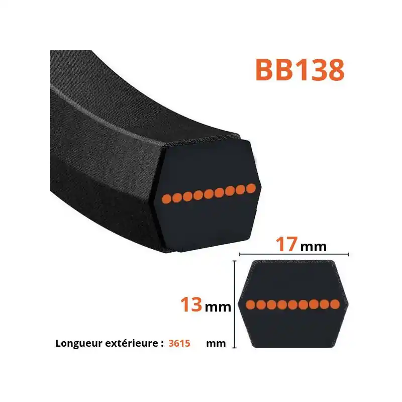 Commander Vite Courroie lisse hexagonale BB138