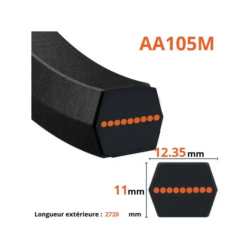 Courroie lisse hexagonale AA105M Mitsuboshi Haute Qualité