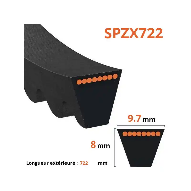 Acheter Direct Courroie crantée trapézoïdale SPZX722