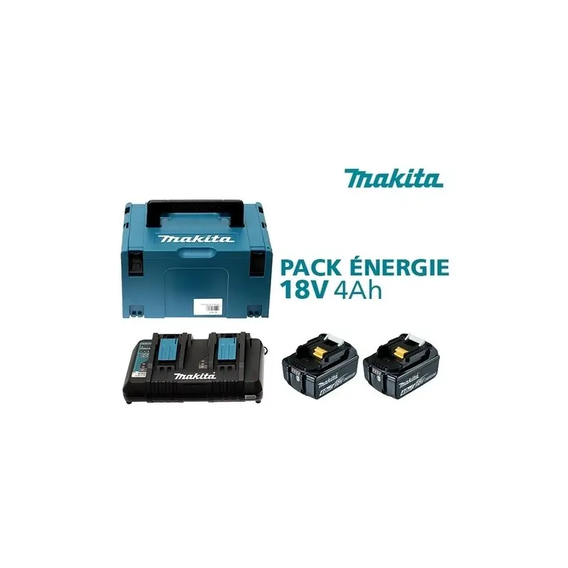 Marque Pack Énergie 18 V Li-Ion (2 batteries + 1 chargeur double) avec coffret MAKPAC