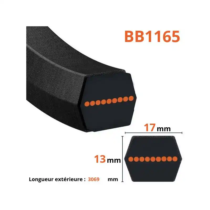 Courroie lisse hexagonale BB1165 Remise