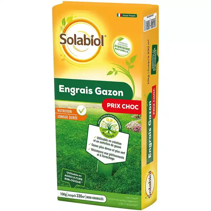 Engrais longue durée gazon Solabiol 10KG Retour Gratuit