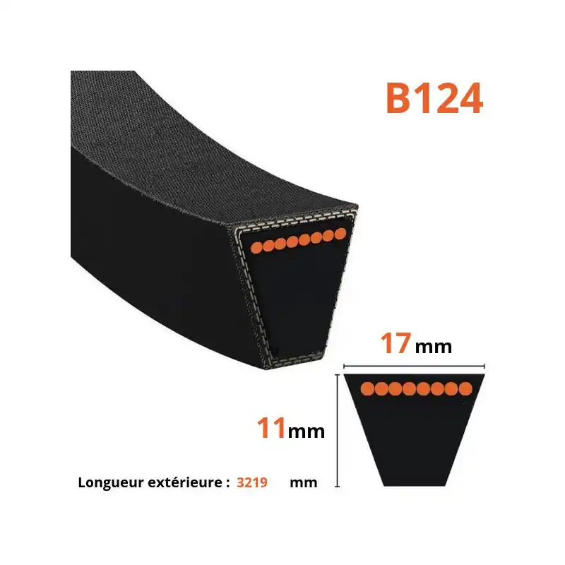 Courroie lisse trapézoïdale B124 Meilleur Choix