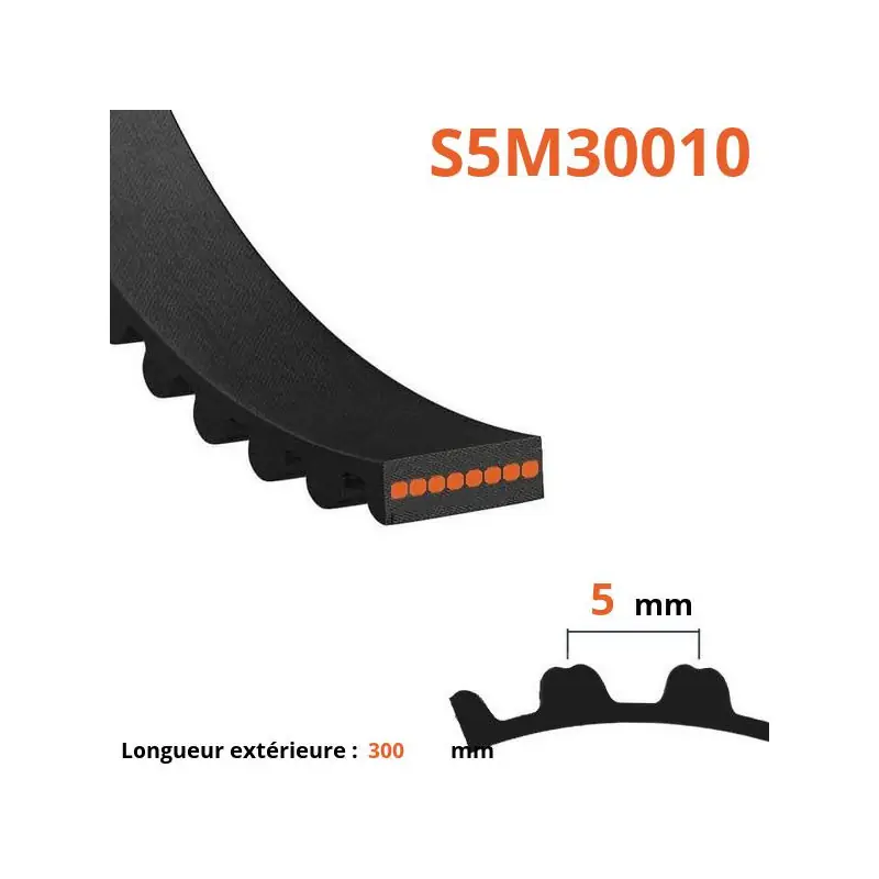 Courroie plate simple dentée S5M30010 Retour Gratuit