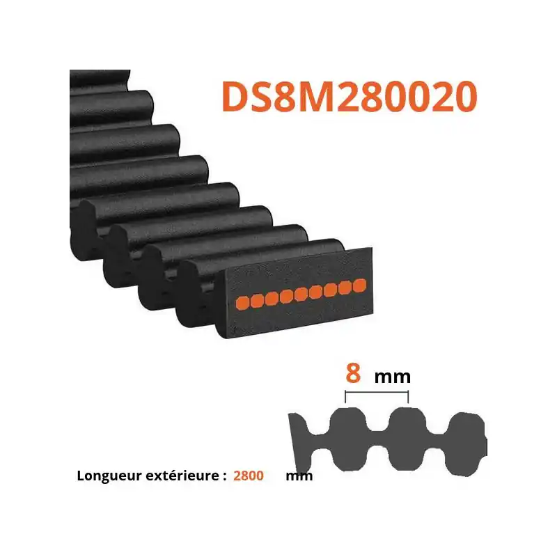 Courroie plate double dentée DS8M280020 Prix Bas