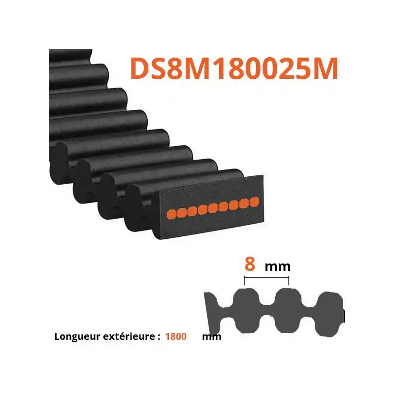 Prix Réduit Courroie plate double dentée DS8M180025M