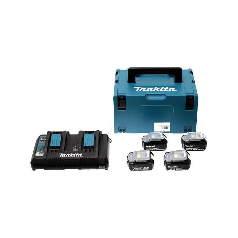 Pack Énergie 18 V Li-Ion BL1860B (4 batteries + 1 chargeur double) avec coffret MAK-PAC Dernière Chance
