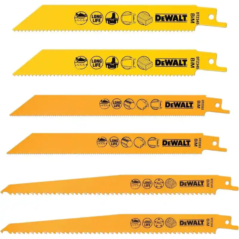 Coffret Dewalt 6 lames scie sabre découpe bois Promotion Saisonnière