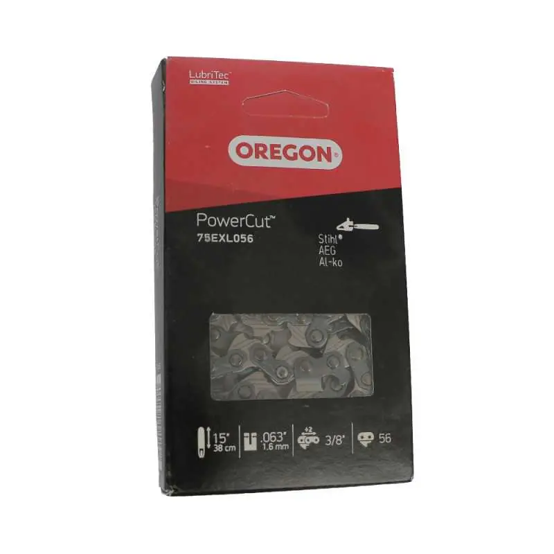 Chaîne de tronçonneuse Oregon 75EXL056E Pas 3/8&Prime; Jauge 1.6 Maillons 56 – PowerCut™ Meilleur Choix