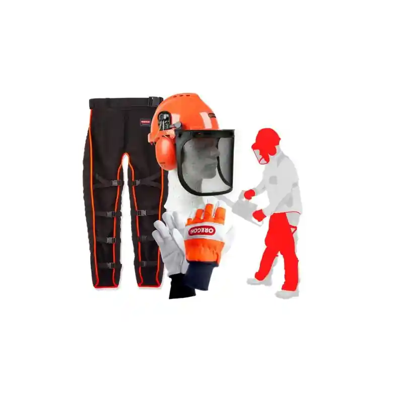 Kit protection tronçonneuse Oregon 574742A – Jambières anticoupure + Casque Yukon + Gants forestiers Affaire À Saisir