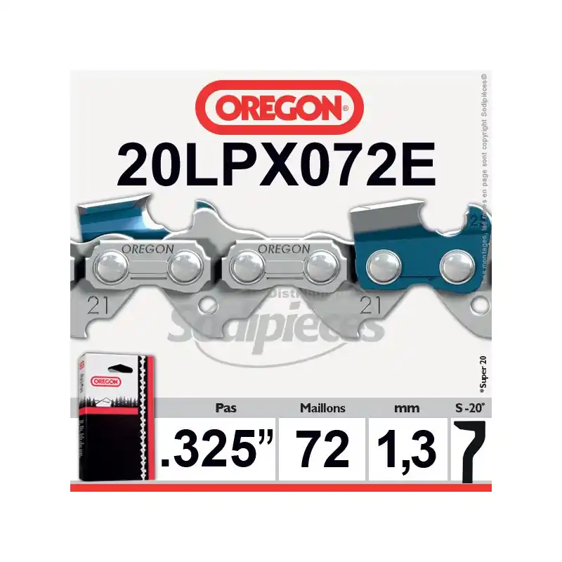 Top Vente CHAINE OREGON 20LPX072E super20 – 325&Prime; 1,3mm – 72 maillons