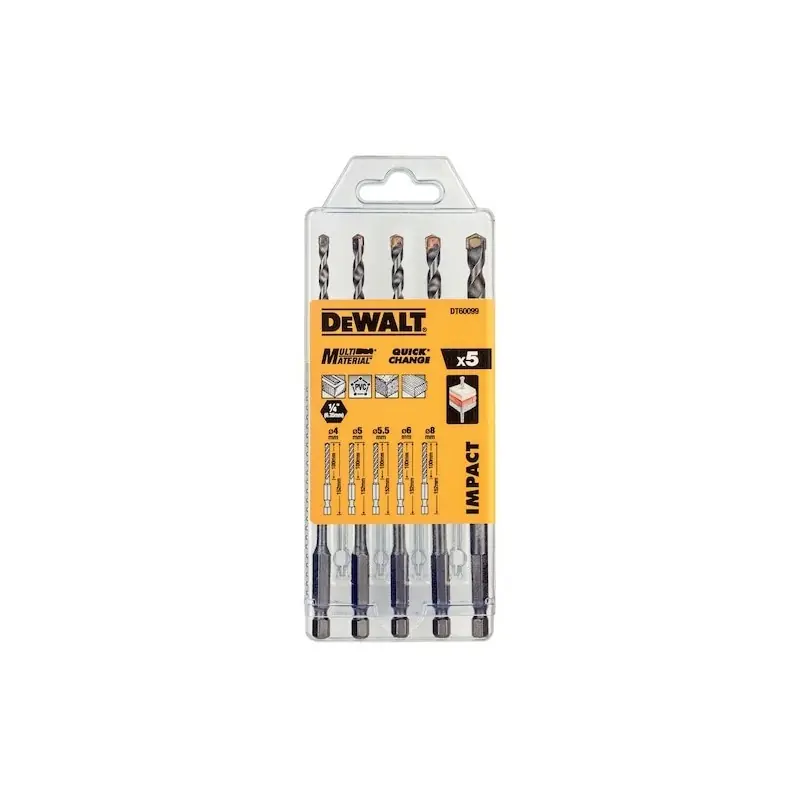 Coffret de 5 forets multi-materiaux DEWALT DT60099-QZ – Diamètre 4,5,5.5,6,8mm Satisfait Ou Remboursé