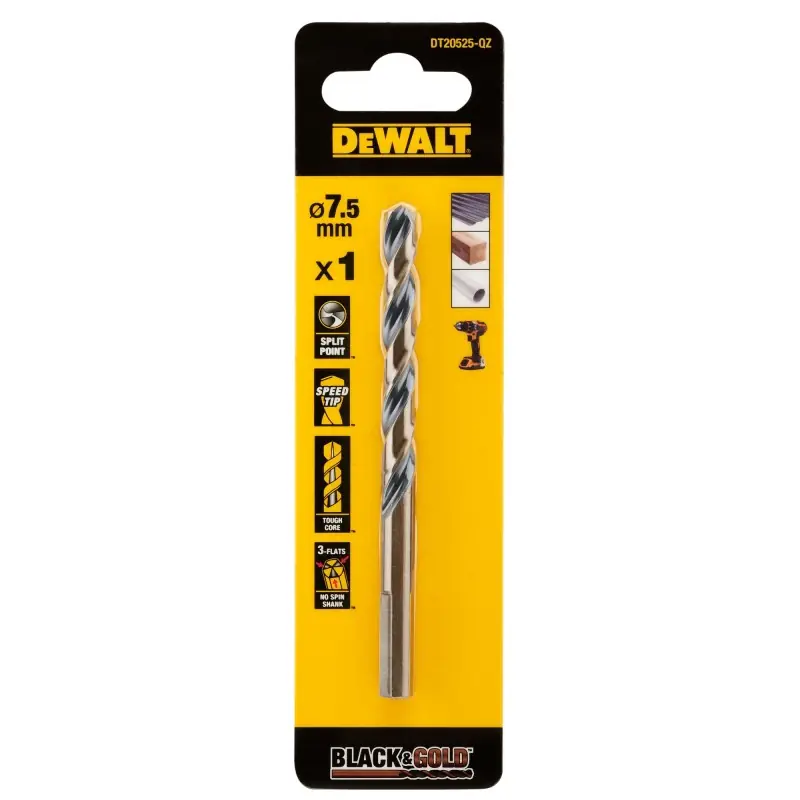 Foret Black&Gold DEWALT DT20525-QZ HSS-G 7.5X69x109mm Commander Maintenant