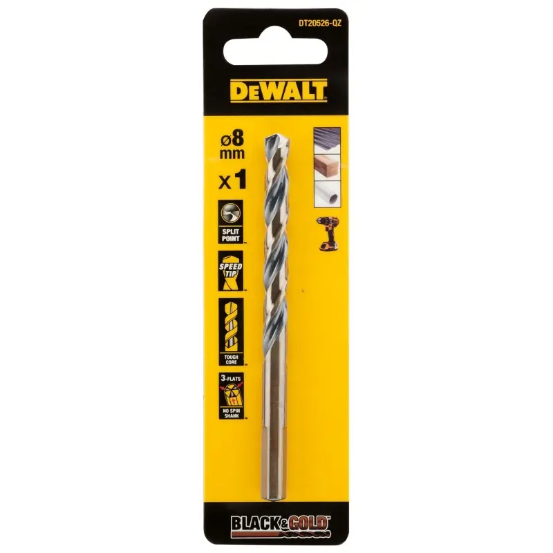 Vente Directe Foret Black&Gold HSS-G DEWALT 8x75x117mm Haute Précision