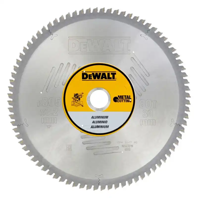 Lame de scie circulaire stationnaire DEWALT DT1916-QZ Carbure 305x30mm 80 dents TCG/Aluminium Nouvelle Collection