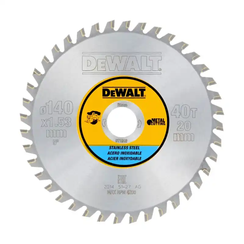 Lame de scie circulaire stationnaire DEWALT DT1918-QZ Carbure 140×20,4mm, 40 dents, MTCG/Inox, angle d‘attaque 10 Bon Plan