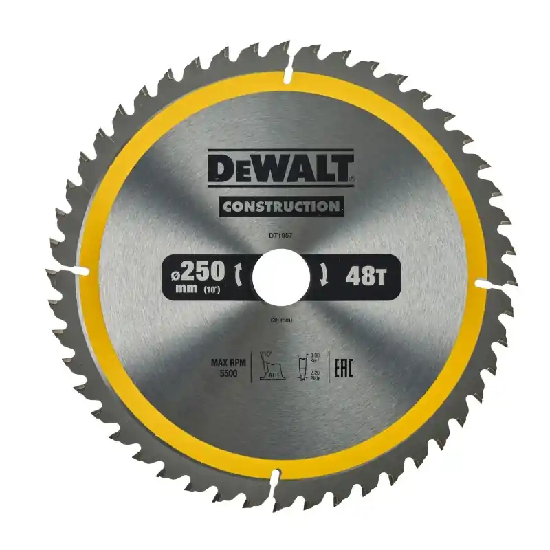 Lames de scie circulaire stationnaire DEWALT DT1957-QZ Carbure 250x30mm, 40 dents, ATB/Tronçonnage Achat Immédiat