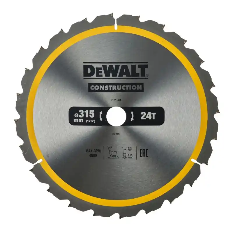 Lames de scie circulaire stationnaire DEWALT DT1961-QZ Carbure 315x30mm 24 dents ATB/Délignage Retour Gratuit