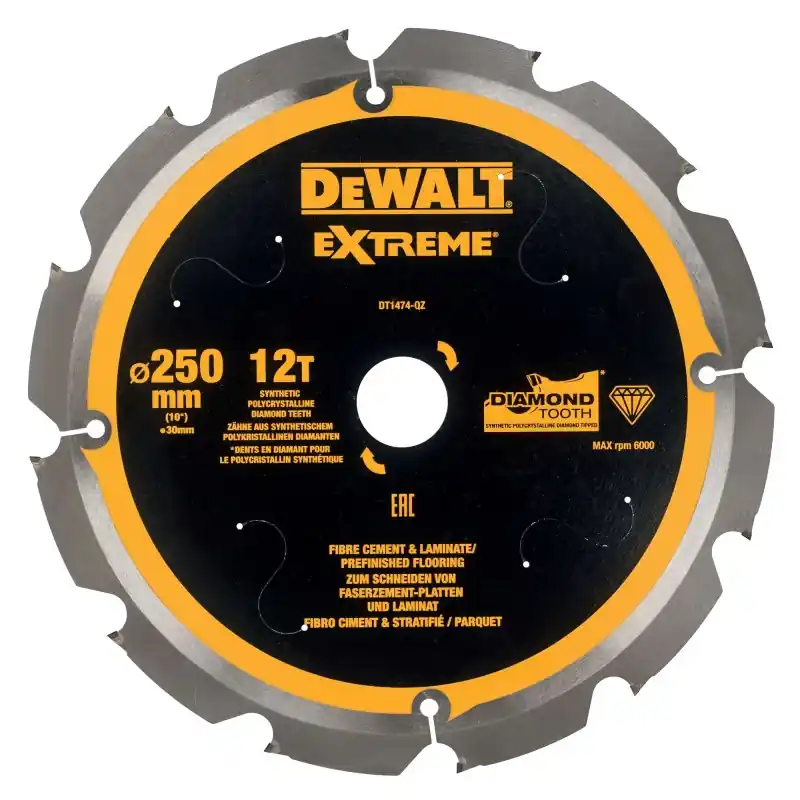 Lame de scie circulaire DEWALT DT1474-QZ Denture diamant 250x30mm 12 dents Solde