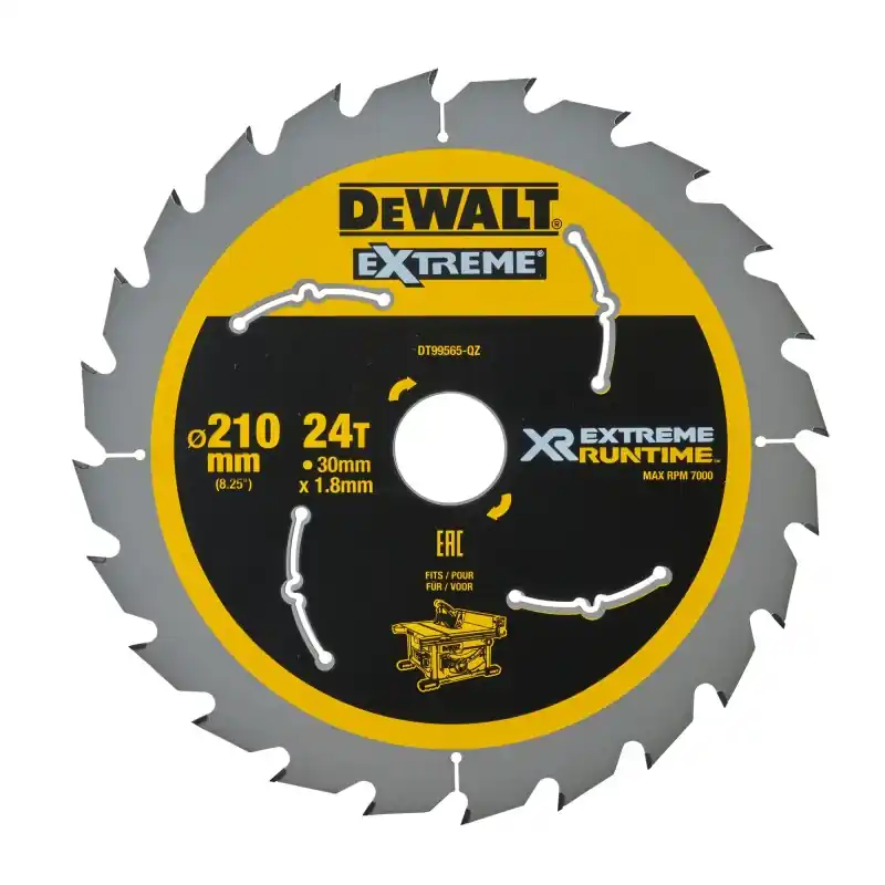 Lame de scie circulaire stationnaire DEWALT DT99565-QZ Carbure XR Runtime 210x30mm 24 dents ATB/Délignage Authentique