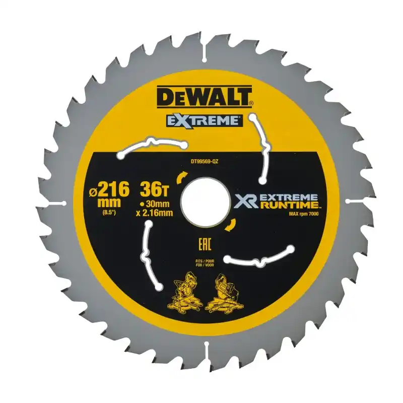 Lame de scie circulaire stationnaire DEWALT DT99569-QZ Carbure XR Runtime 216x30mm 36 dents ATB/Tronçonnage Top Vente