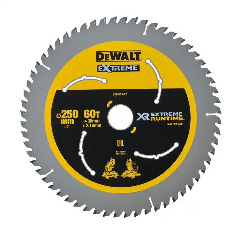 Super Prix Lame de scie circulaire stationnaire DEWALT DT99573-QZ Carbure XR Runtime 250x30mm 60 dents ATB/Tronçonnage