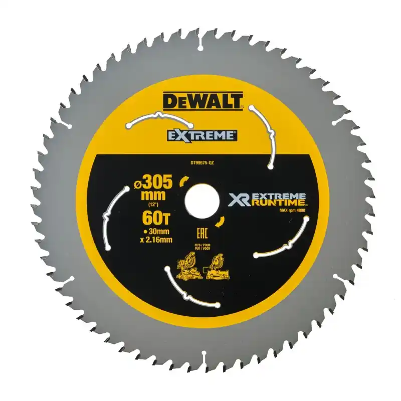 Prix Promo Lame de scie circulaire stationnaire DEWALT DT99575-QZ Carbure XR Runtime 305x30mm 60 dents ATB/Tronçonnage