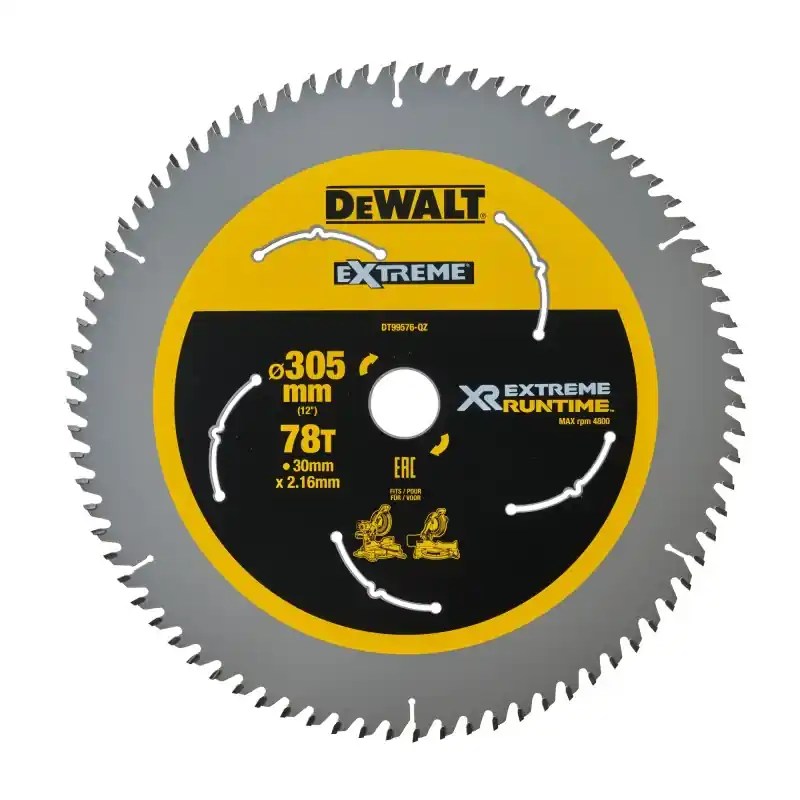 Meilleur Prix Lame de scie circulaire stationnaire DEWALT DT99576-QZ Carbure XR Runtime 305x30mm 78 dents ATB/Tronçonnage