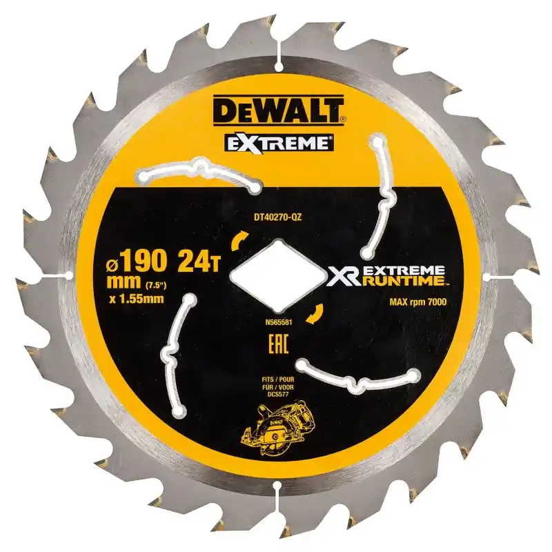 Lame de scie circulaire portative DEWALT DT40270-QZ Carbure XR Runtime 190 mm, alésage diamant Prix Promo
