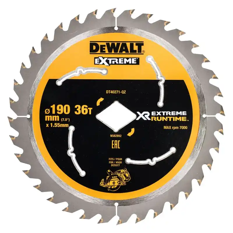 Lame de scie circulaire portative DEWALT DT40271-QZ Carbure XR Runtime 190 mm, 36 dents Acheter Direct