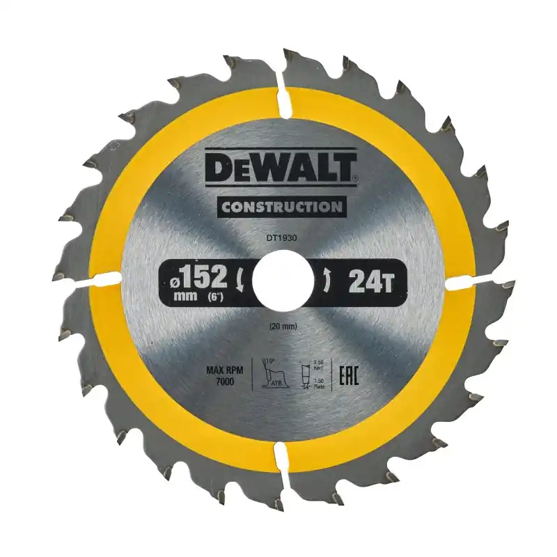 Seulement Aujourd&rsquo;hui Lame de scie circulaire portative DEWALT DT1930-QZ Carbure 152x20mm 24 dents ATB/Tronçonnage