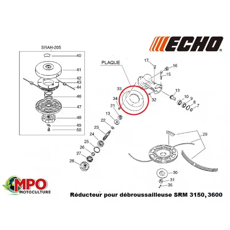 Top Vente Plaque réducteur ECHO SRM 3150, 3600 – Pièce d‘origine