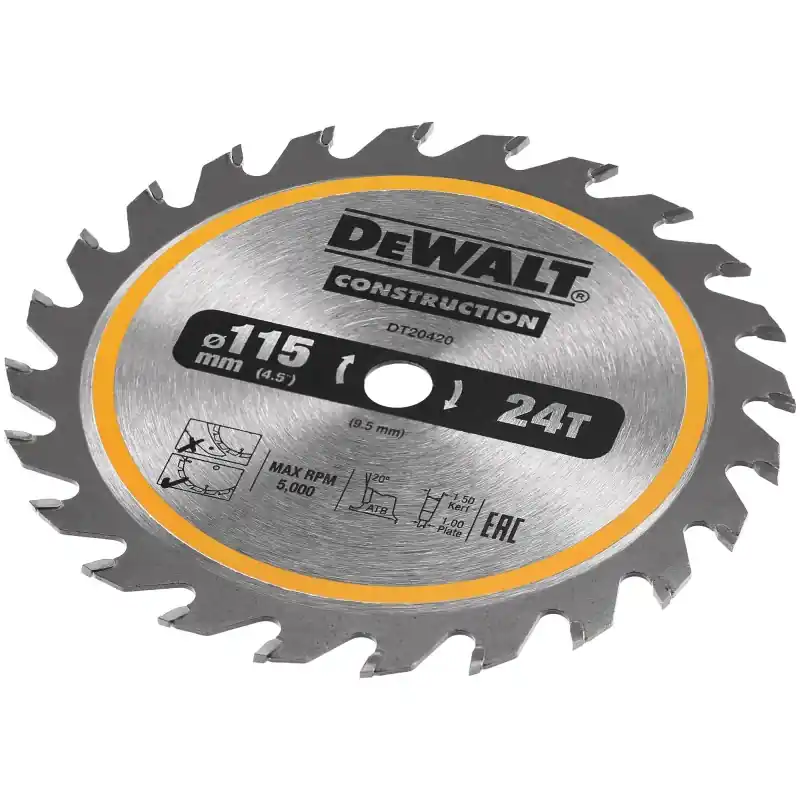 Commander Vite Lame de scie circulaire DEWALT DT20420-QZ Carbure Construction 115x9,5mm 24 dents ATB