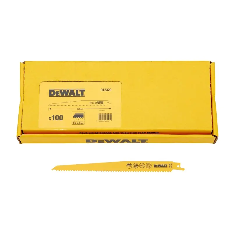 Lames de scie sabre DEWALT DT2320-QZ 100 lames BIM Plungepoint Coupe rapide bois avec clous Livraison Express