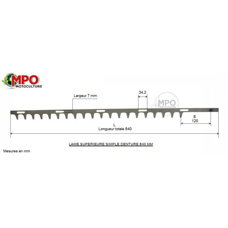 Lame supérieure taille-haie KAAZ Tm 310 – Longueur totale 840 mm Vente Flash