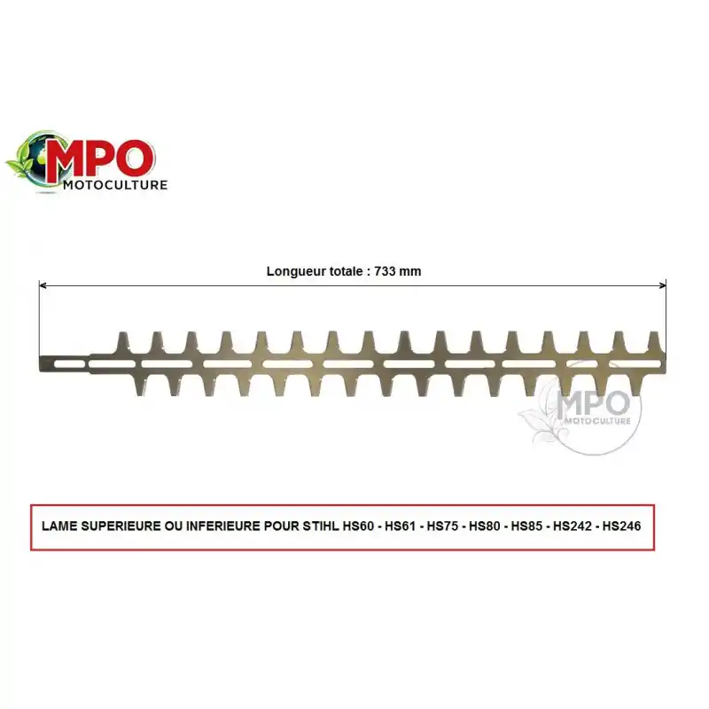 Expédition Rapide Lame supérieure ou inférieur pour taille-haie STIHL HS60, HS61, HS75, HS80, HS85, HS242, HS246 733 mm