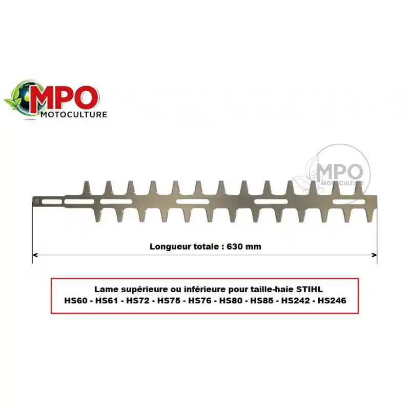 Remise Lame supérieure ou inférieure pour Taille-Haie STIHL HS60, HS61, HS72, HS75, HS76, HS85, HS242, HS246