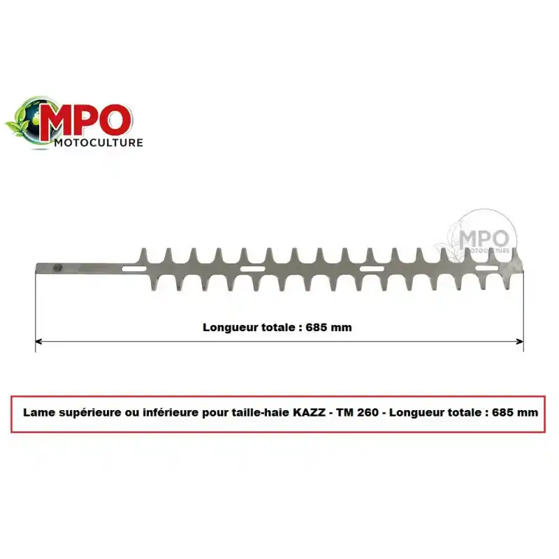 Lame supérieure ou inférieure pour Taille-haie KAAZ TM260 Offre Spéciale