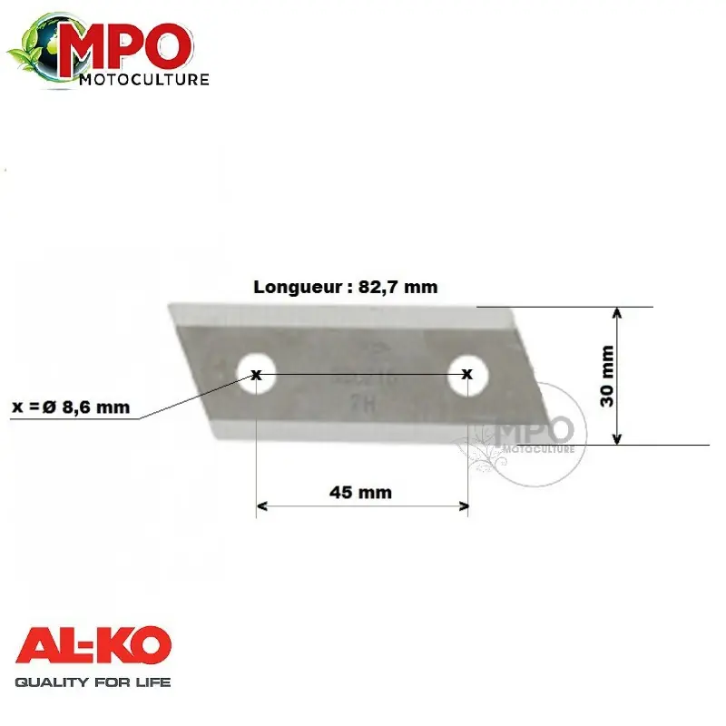 Couteau broyeur ALKO HC1600, TVS2200, BV2200, H2200TCS, TCS2500 DUOTEC, TCS3200 - ORIGINE 320715 Top Vente