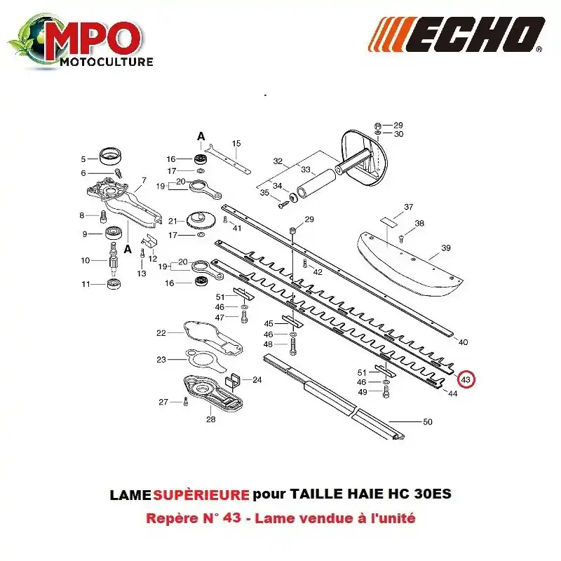 Lame pour taille haie ECHO HC30ES "ORIGINE" X411000244 Nouvel Arrivage