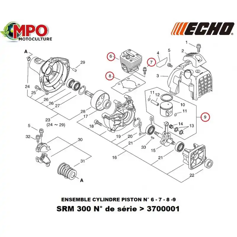 Cylindre piston ECHO pour SRM 300TES "ORIGINE" Réduction