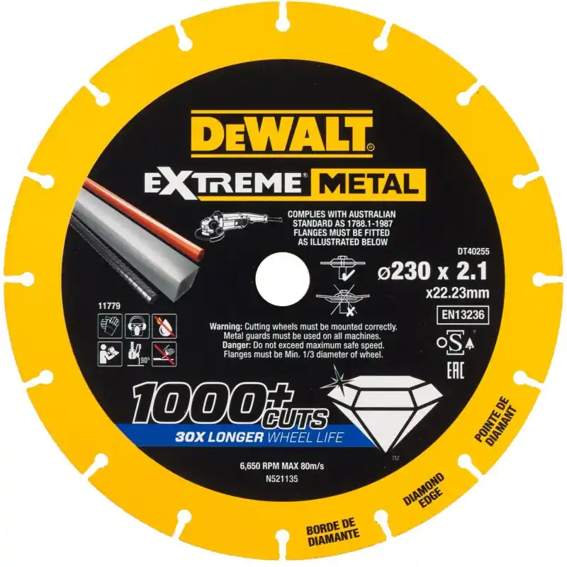 Expédition Rapide Disque Extreme Métal DEWALT DT40255-QZ 230 x 22.23 x 1.5 mm