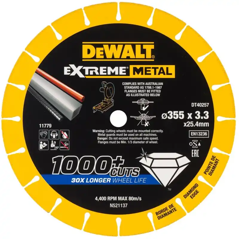 Disque Extreme Métal DEWALT DT40257-QZ 355 mm – Performance et Durabilité Satisfait Ou Remboursé