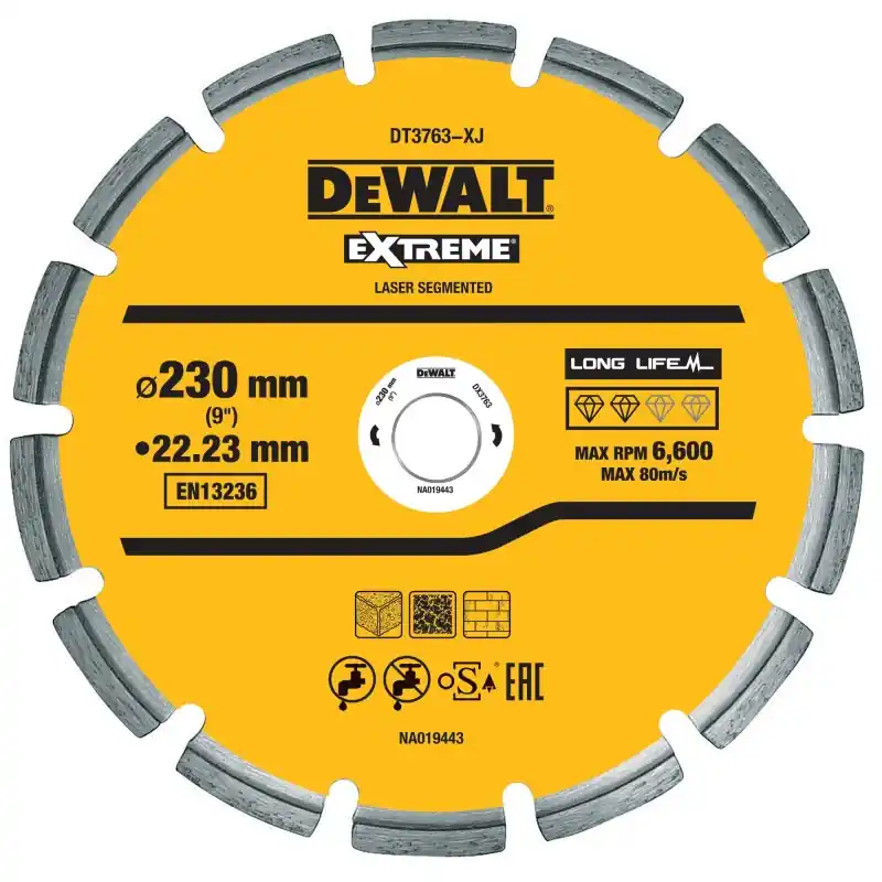 Disque laser pour béton dur/granités DEWALT DT3763-XJ 230×22.2mm, hauteur segment 8.5mm Authentique