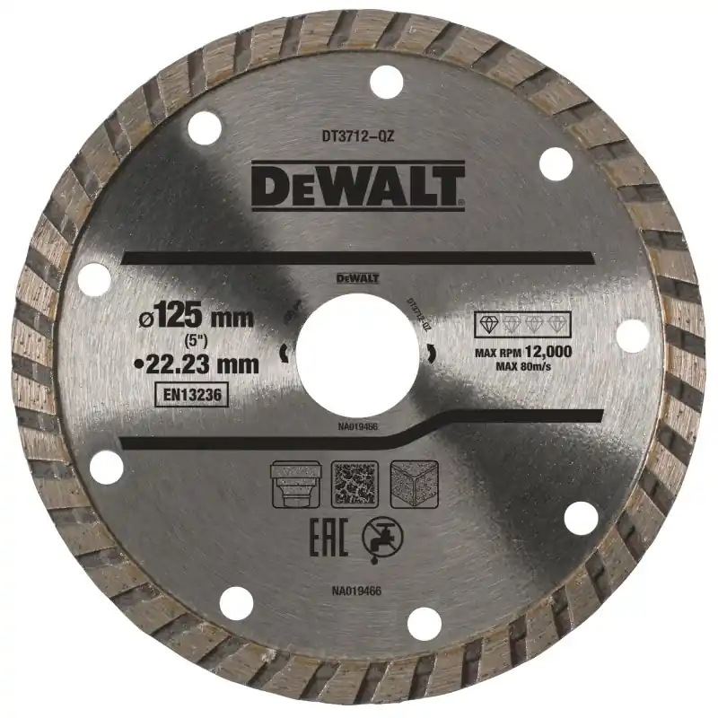 Disque turbo DEWALT DT3712-QZ pour matériaux de construction/béton 125×22.2mm Vente Flash