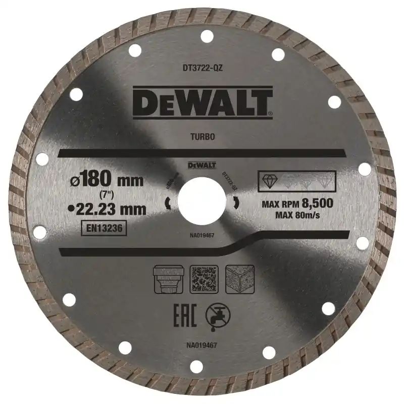 Nouvelle Collection Disque turbo DEWALT DT3722-QZ pour matériaux de construction/béton 180×22.2mm