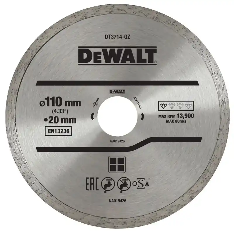 Disque pour scie à carrelage portative DEWALT DWC410 110x20mm pour applications générales à sec ou à l‘eau Bon Marché