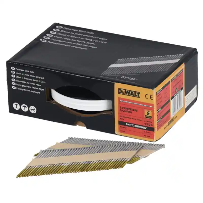 Pointes en bande papier DEWALT DNPT31R90HDZ Crantées Galvanisées à Chaud 3.1x90mm Affaire À Saisir